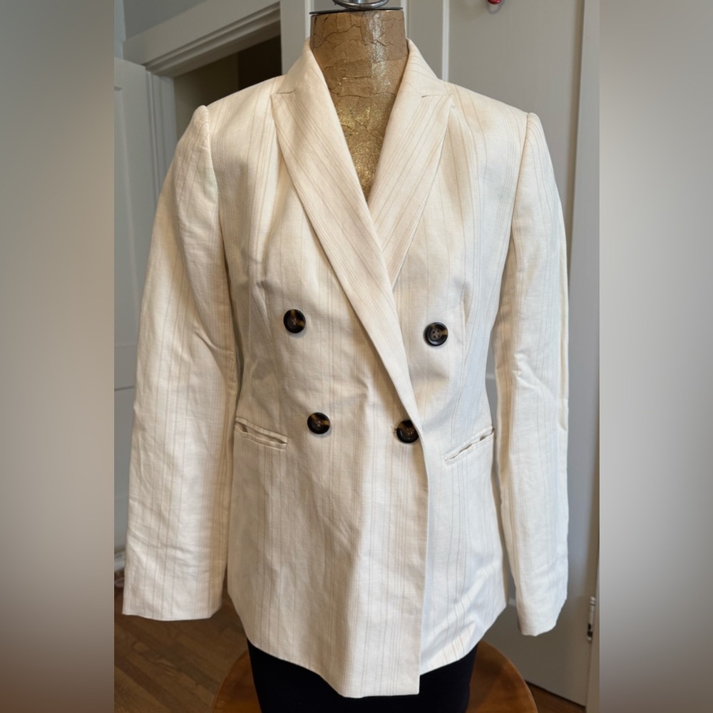 NWT Ann Taylor Cream Double-Breasted Blazer